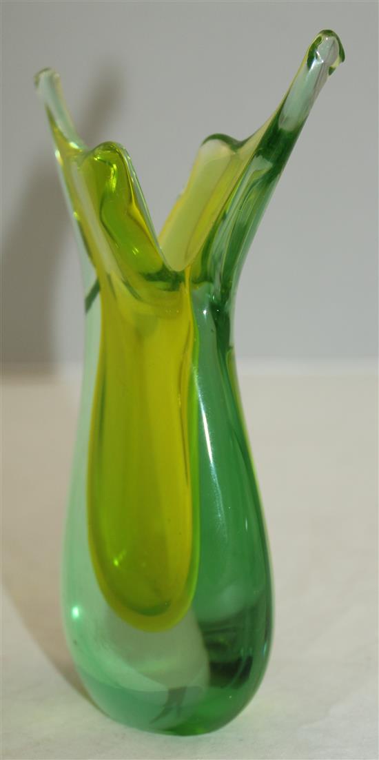 Ten Murano Sommerso and coloured glass fish-form vases, 1950s-70s, 15cm - 31.5cm